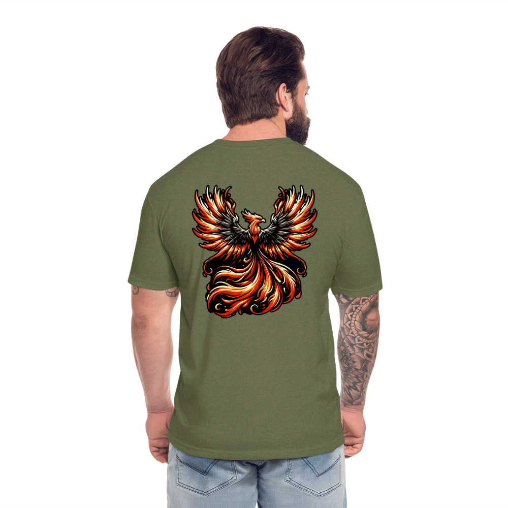 Phoenix Graphic Unisex Fitted Cotton/Poly T-Shirt with Logo - heather military green