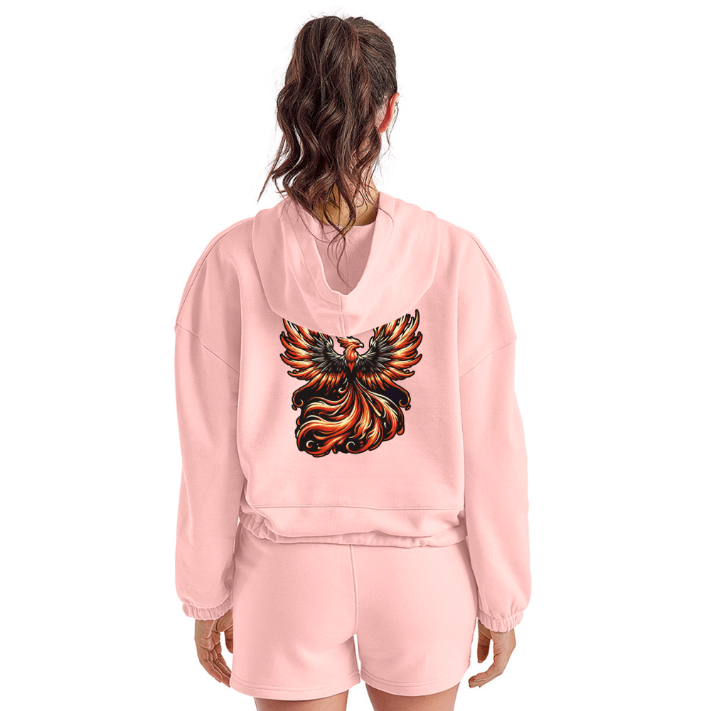 Women’s Phoenix Graphic Cropped Hoodie with Logo - light pink