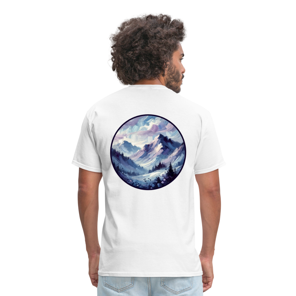 Lavender Blue Mountain Range Unisex Classic T-Shirt with Logo - white