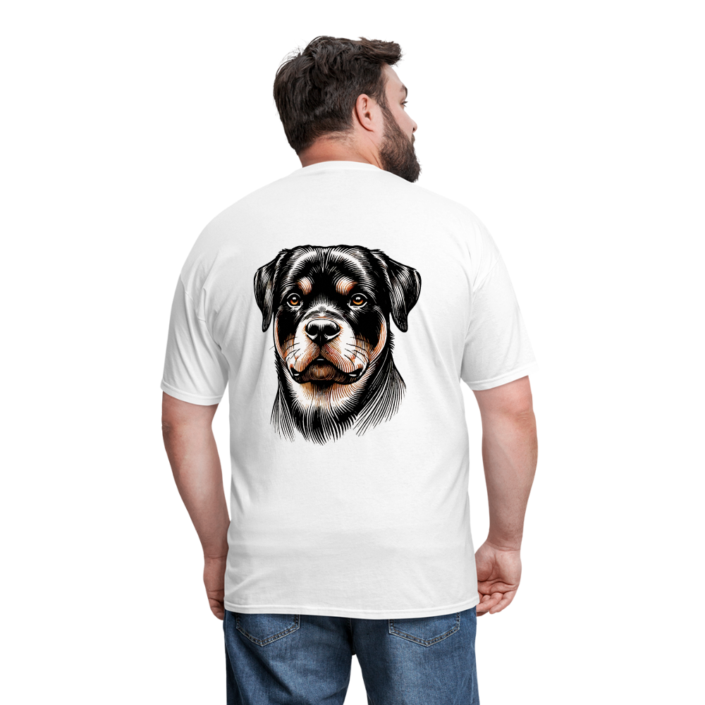 Fine Line Rottweiler Graphic Unisex Classic T-Shirt with Logo - white