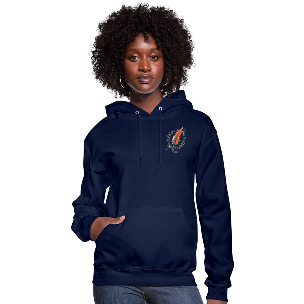 Women's Pink Wheat Field Graphic Hoodie with Logo - navy