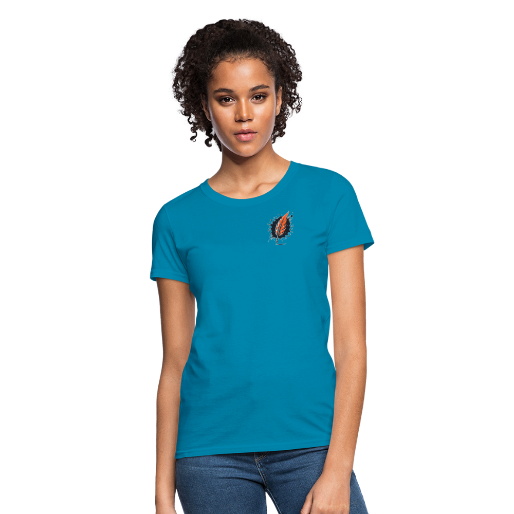 Women's Orange Forest Sunset T-Shirt with Logo - turquoise