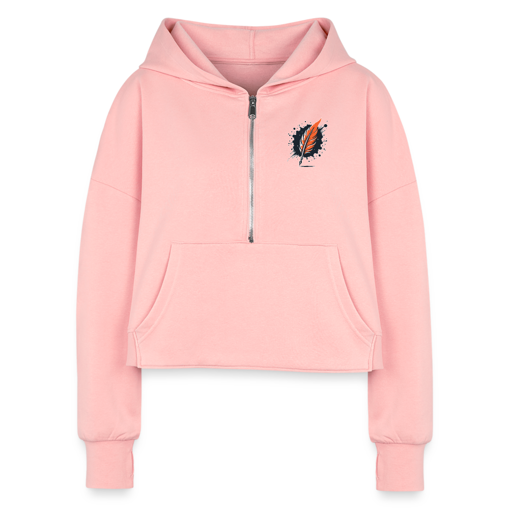 Women's Desert Oasis Graphic Half Zip Cropped Hoodie with Logo - light pink