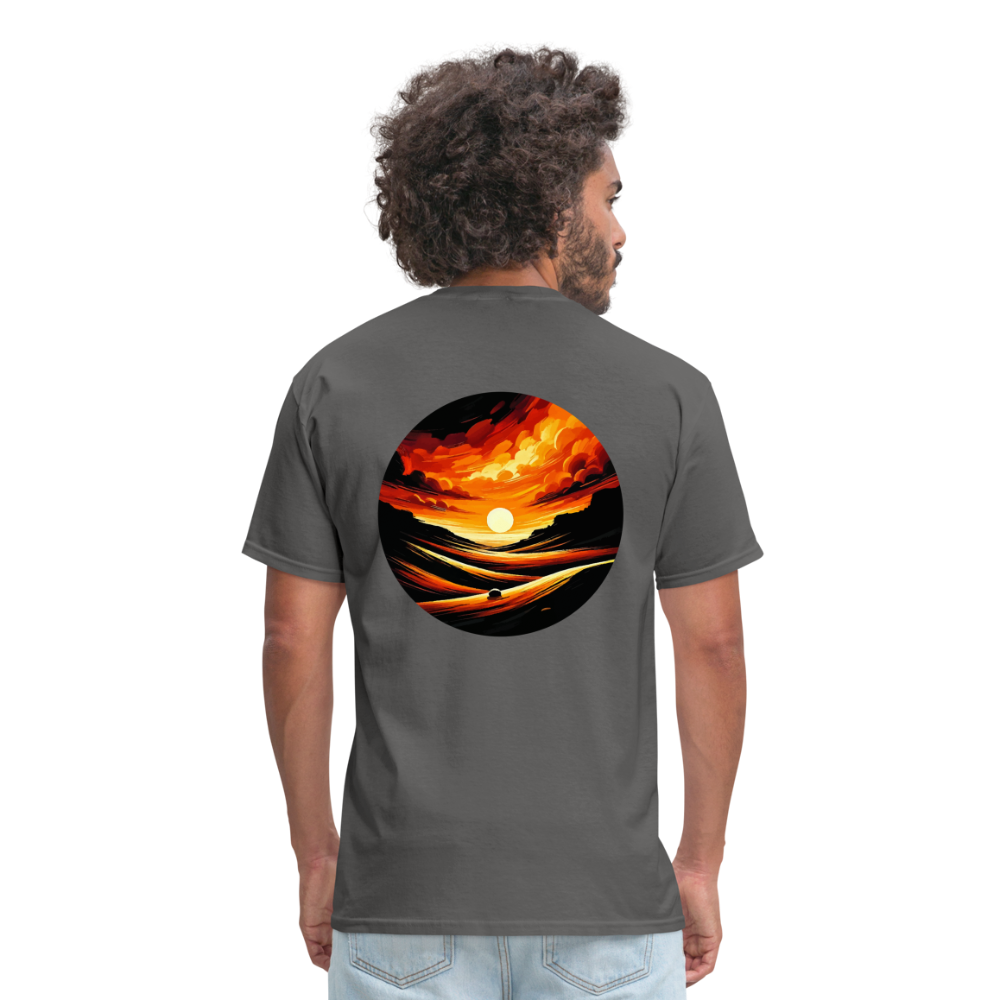 Desert Sunset Graphic Unisex Classic T-Shirt with Logo - charcoal