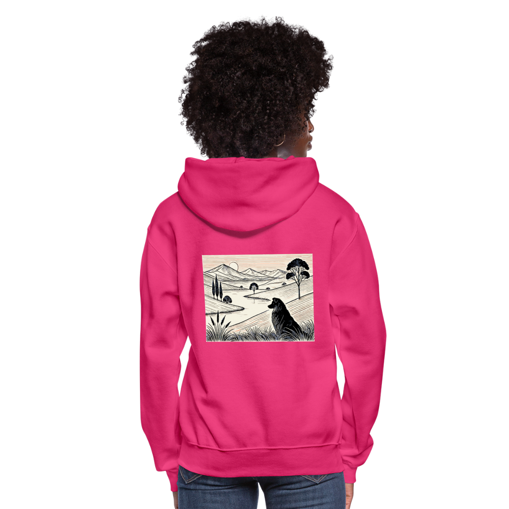 Women's Australian Shepherd Prairie Graphic Hoodie with Logo - fuchsia