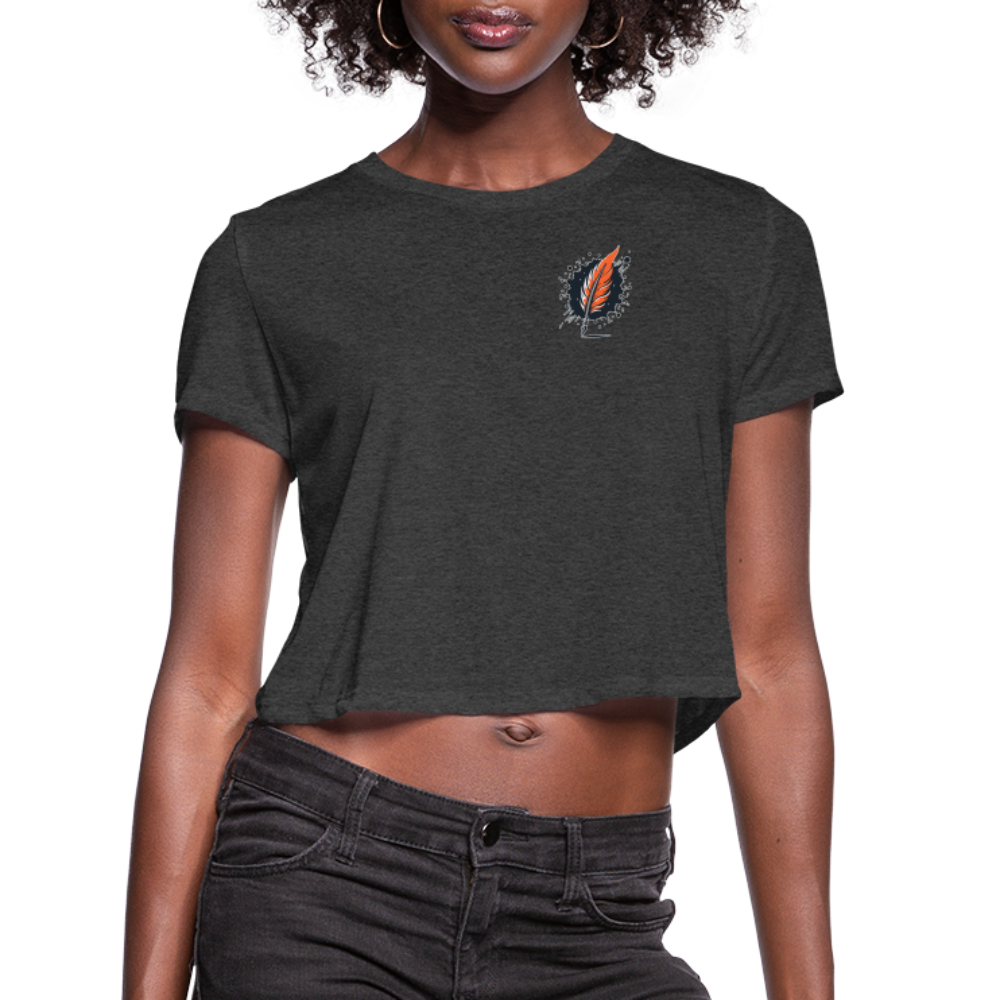 Women's Beach Sunset Graphic Cropped T-Shirt with Logo - deep heather