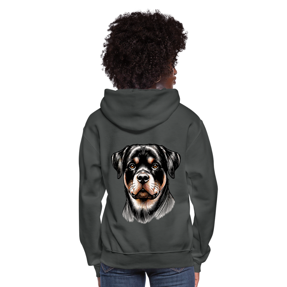 Women's Fine Line Rottweiler Graphic Hoodie with Logo - asphalt