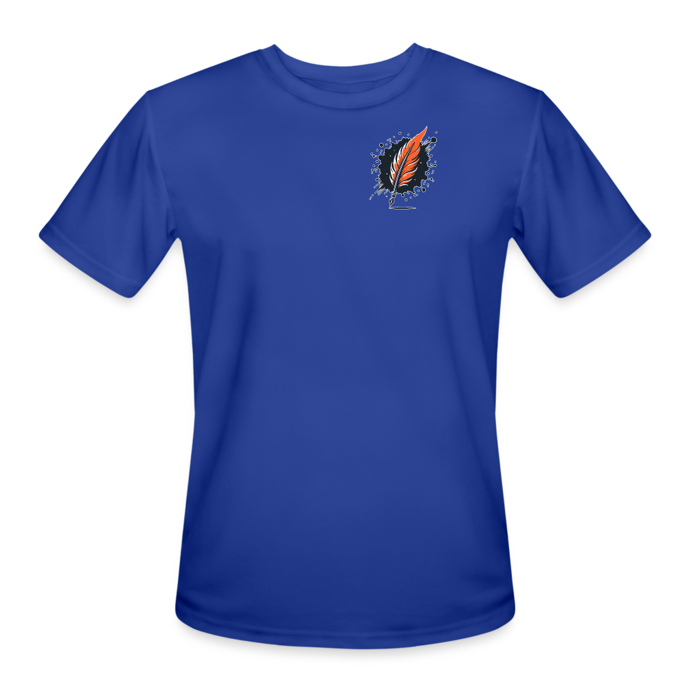 Men’s Desert Sunset Graphic Moisture Wicking Performance T-Shirt with Logo - royal blue