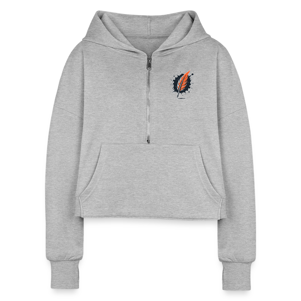 Women's Meadow Graphic Half Zip Cropped Hoodie with Logo - heather gray