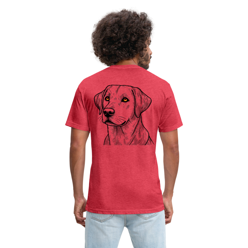 Fine Line Labrador Graphic Unisex Fitted Cotton/Poly T-Shirt with Logo - heather red