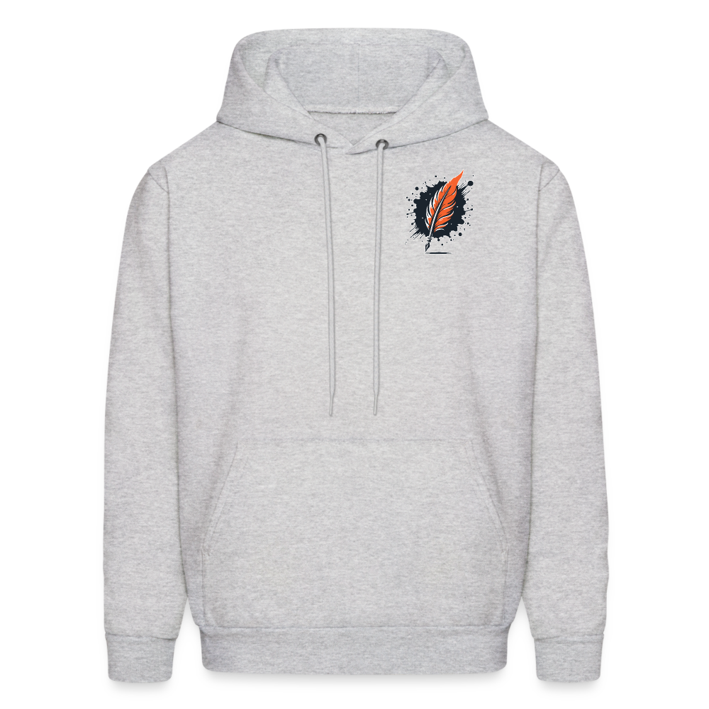 Men's Orange and Black Mountain Range Graphic Hoodie with Logo - ash 