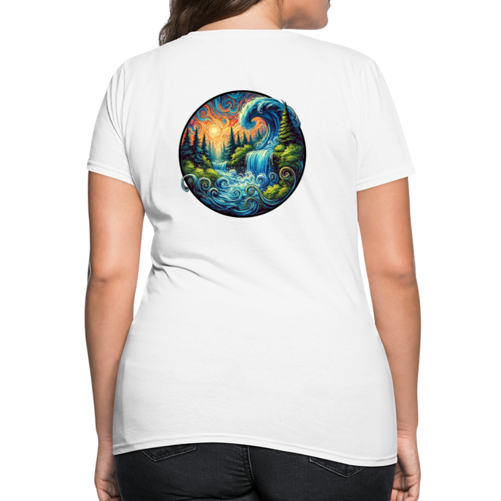 Women's Waterfall Graphic T-Shirt with Logo - white