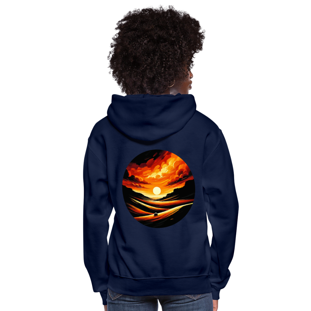 Women's Desert Sunset Graphic Hoodie with Logo - navy