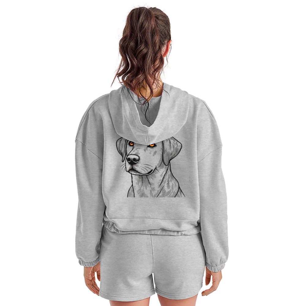 Women’s Fine Line Labrador Graphic Cropped Hoodie with Logo - heather gray