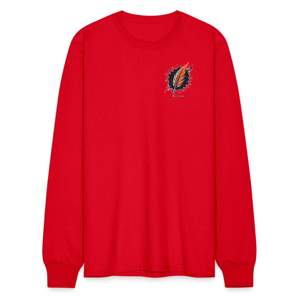 Men's Colored Prairie Landscape Graphic Long Sleeve Shirt with Logo - red