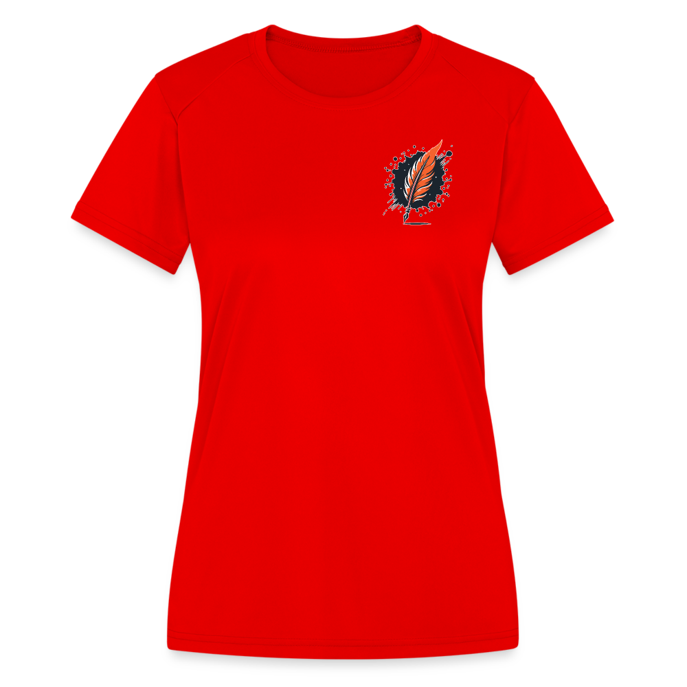 Women's Desert Oasis Graphic Moisture Wicking Performance T-Shirt with Logo - red