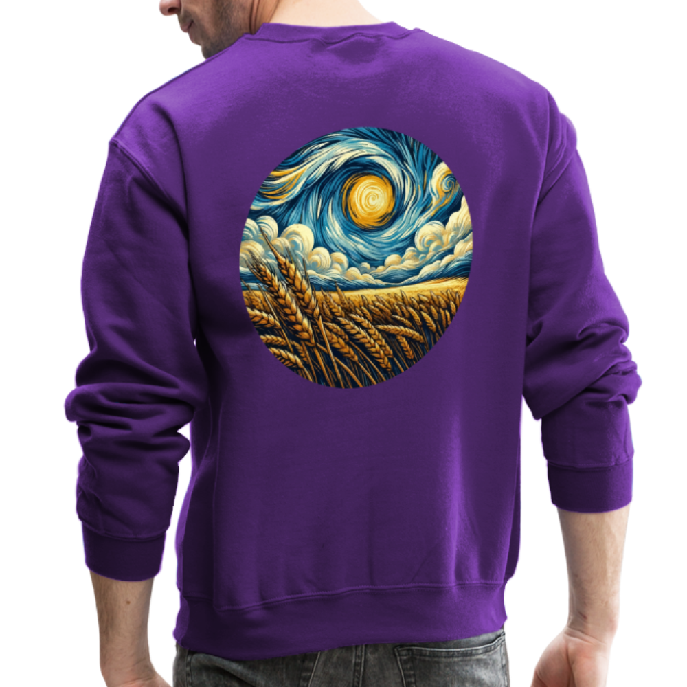 Wheat Field Graphic Crewneck Sweatshirt with Logo - purple