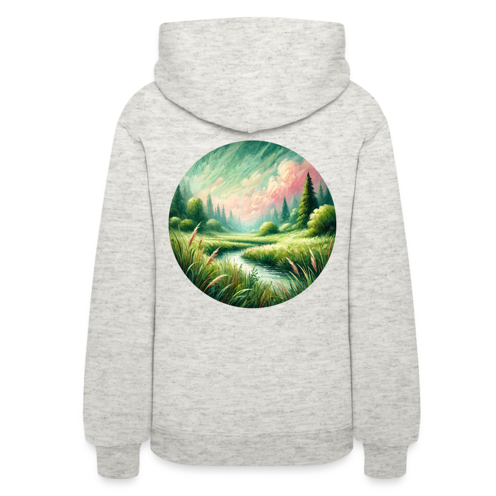 Women's Meadow Graphic Hoodie with Logo - heather oatmeal