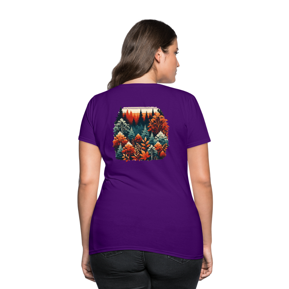 Women's Autumn Leaves Graphic T-Shirt with Logo - purple