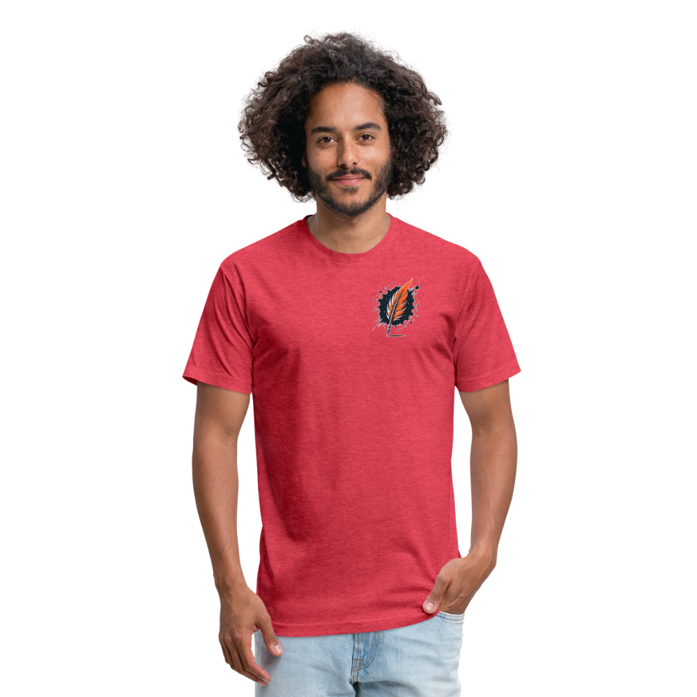 Desert Oasis Graphic Unisex Fitted Cotton/Poly T-Shirt with Logo - heather red