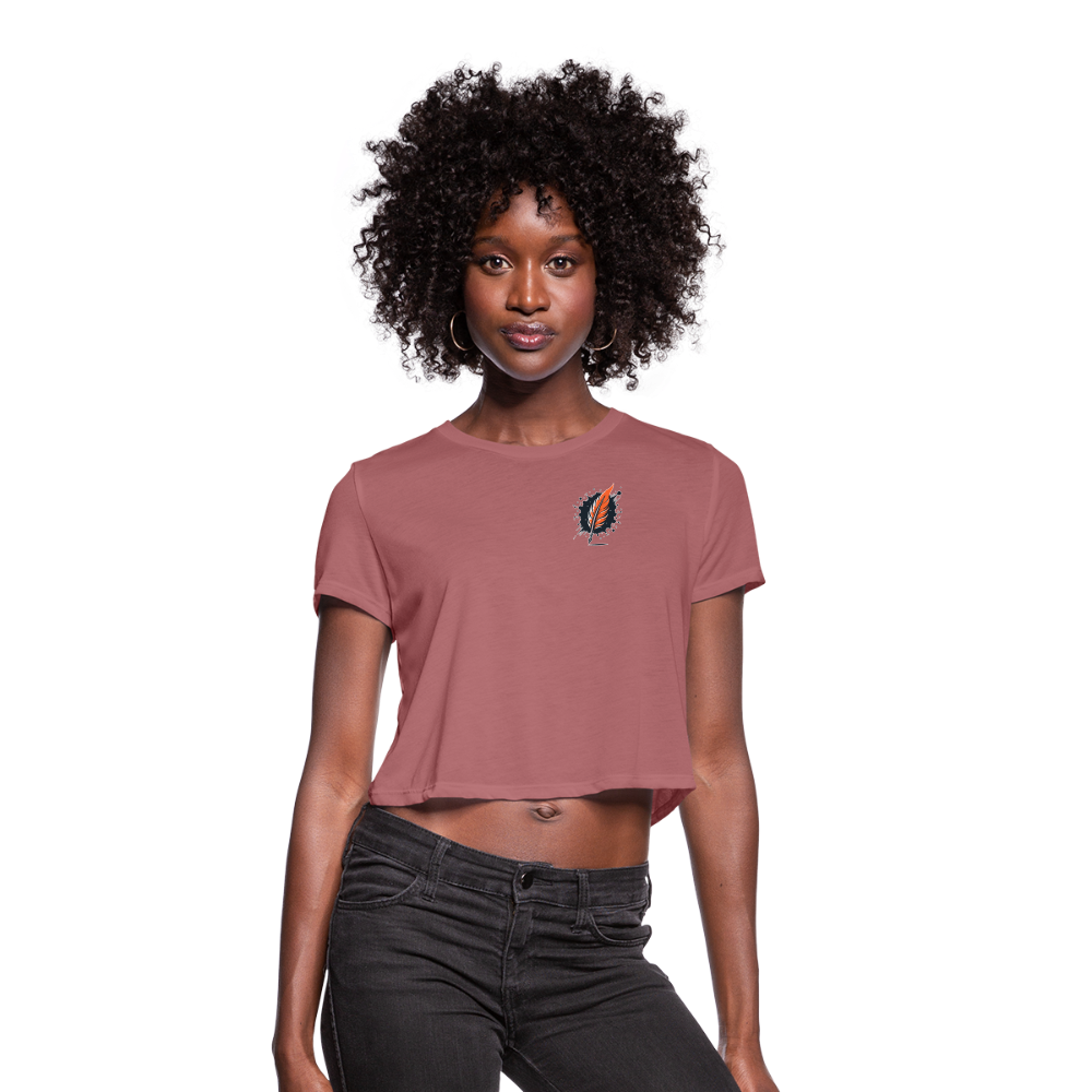 Women's Australian Shepherd Prairie Graphic Cropped T-Shirt with Logo - mauve