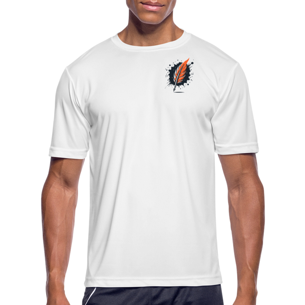 Men’s Orange Forest Sunset Graphic Moisture Wicking Performance T-Shirt with Logo - white