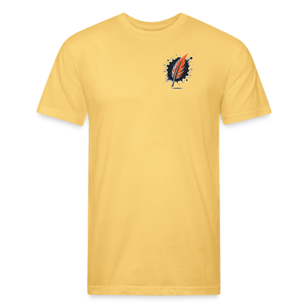 Brushed Orange and Black Mountain Range Graphic Unisex Fitted Cotton/Poly T-Shirt with Logo - pastel yellow