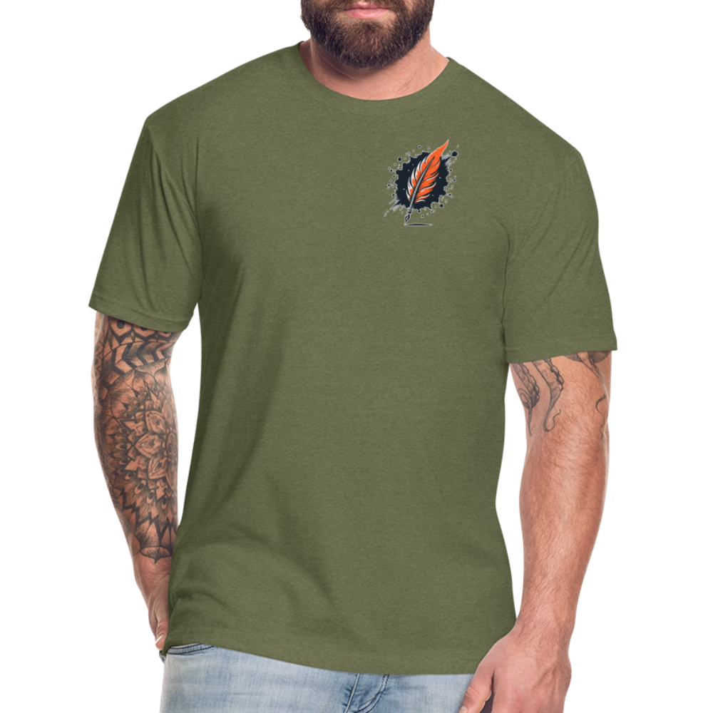 Desert Sunset Graphic Unisex Fitted Cotton/Poly T-Shirt with Logo - heather military green