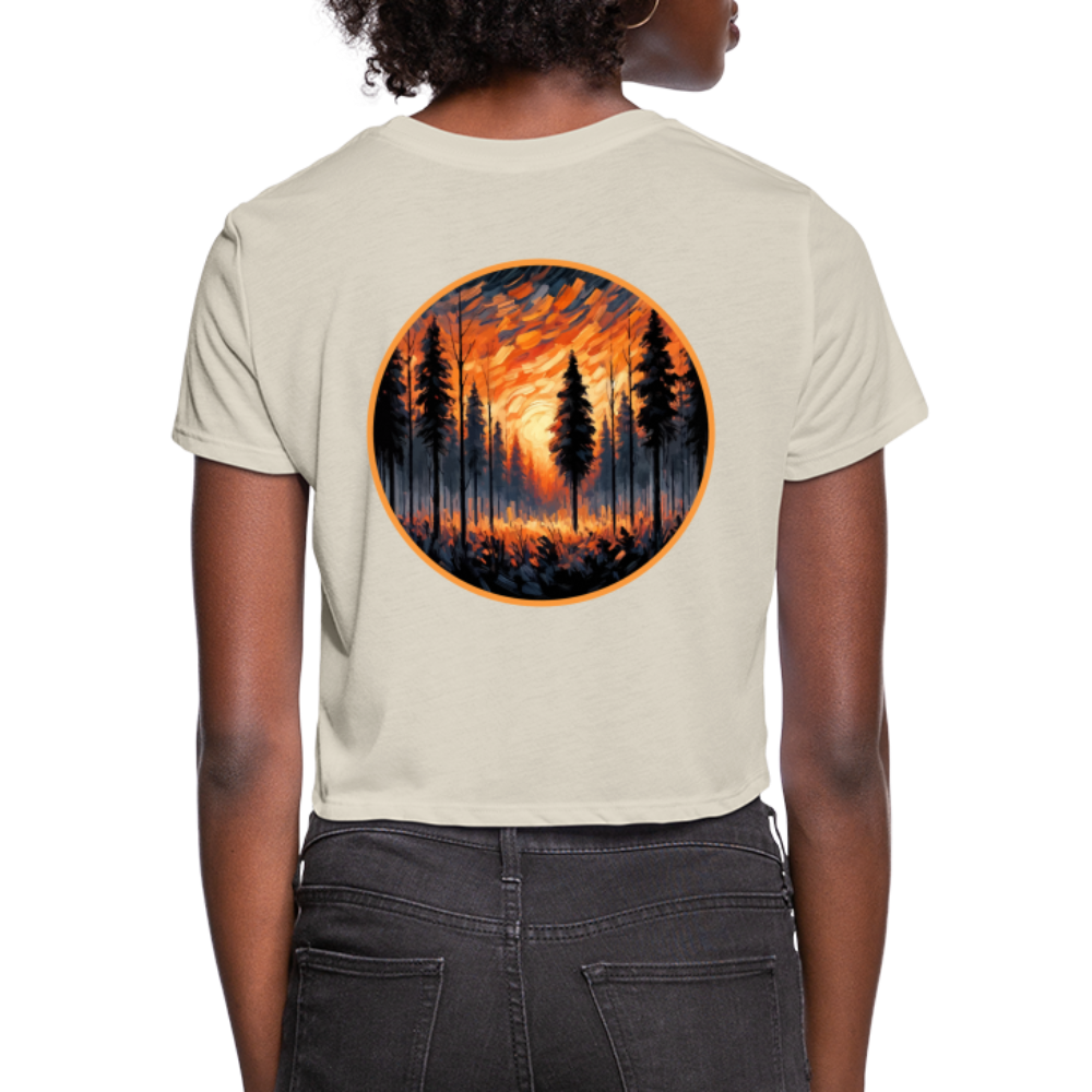 Women's Orange Forest Sunset Graphic Cropped T-Shirt with Logo - dust