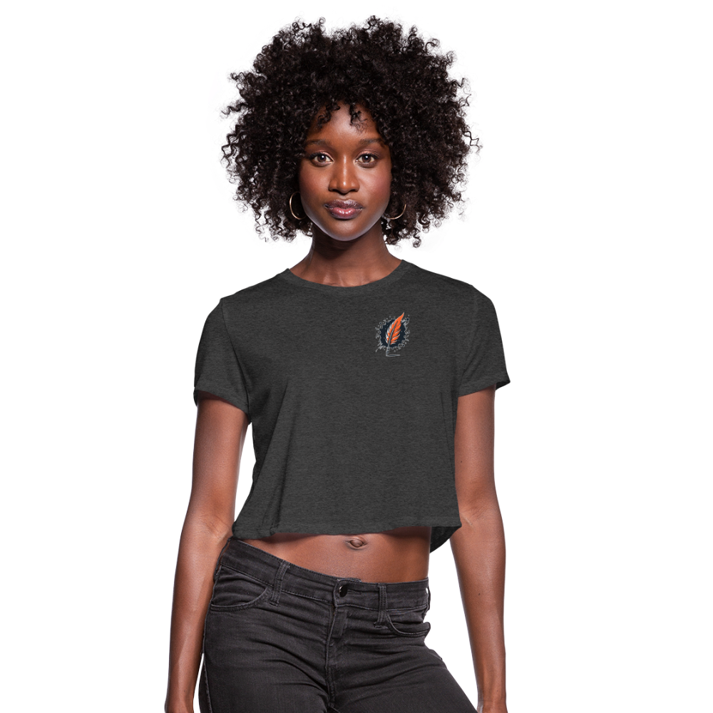 Women's Orange Forest Sunset Graphic Cropped T-Shirt with Logo - deep heather