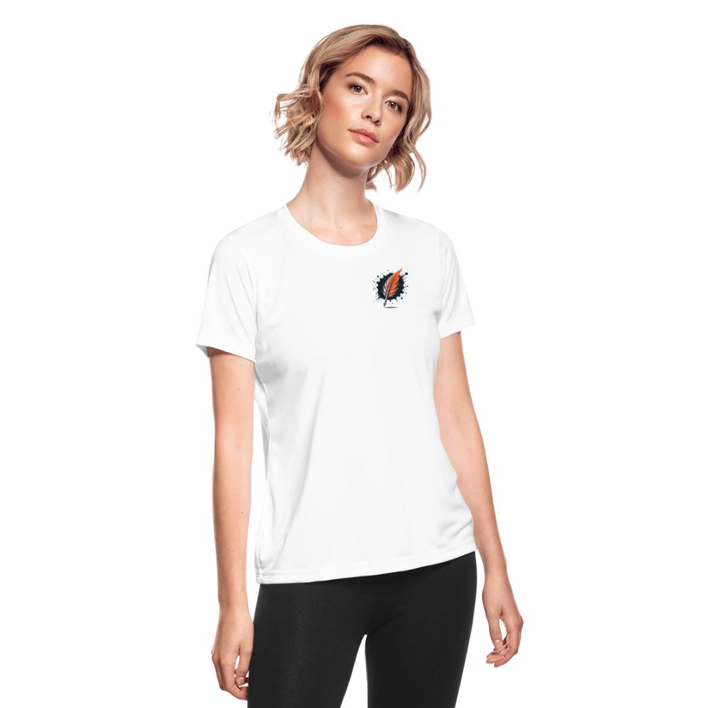 Women's Beach Sunset Graphic Moisture Wicking Performance T-Shirt with Logo - white