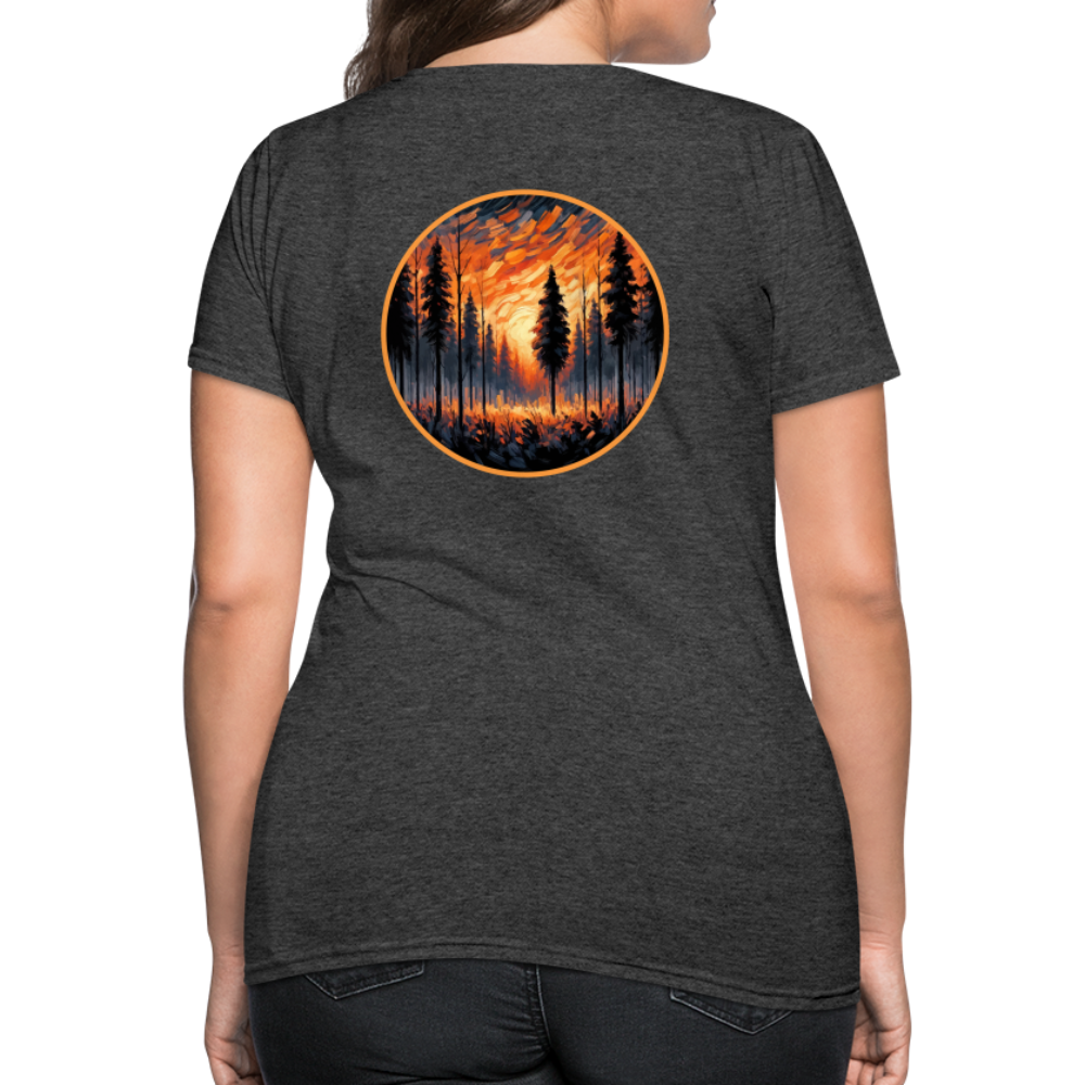 Women's Orange Forest Sunset T-Shirt with Logo - heather black