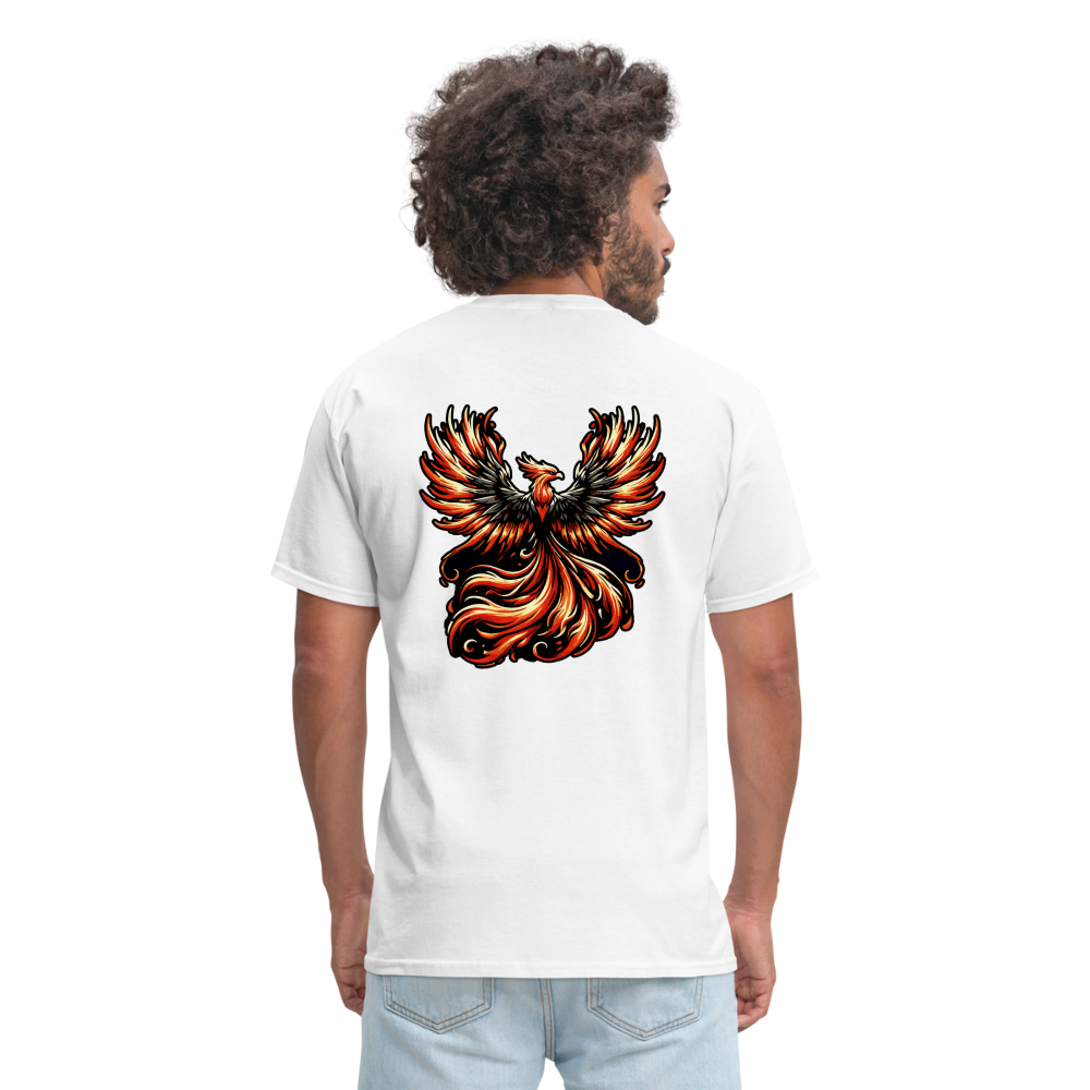 Phoenix Graphic Unisex Classic T-Shirt with Logo - white