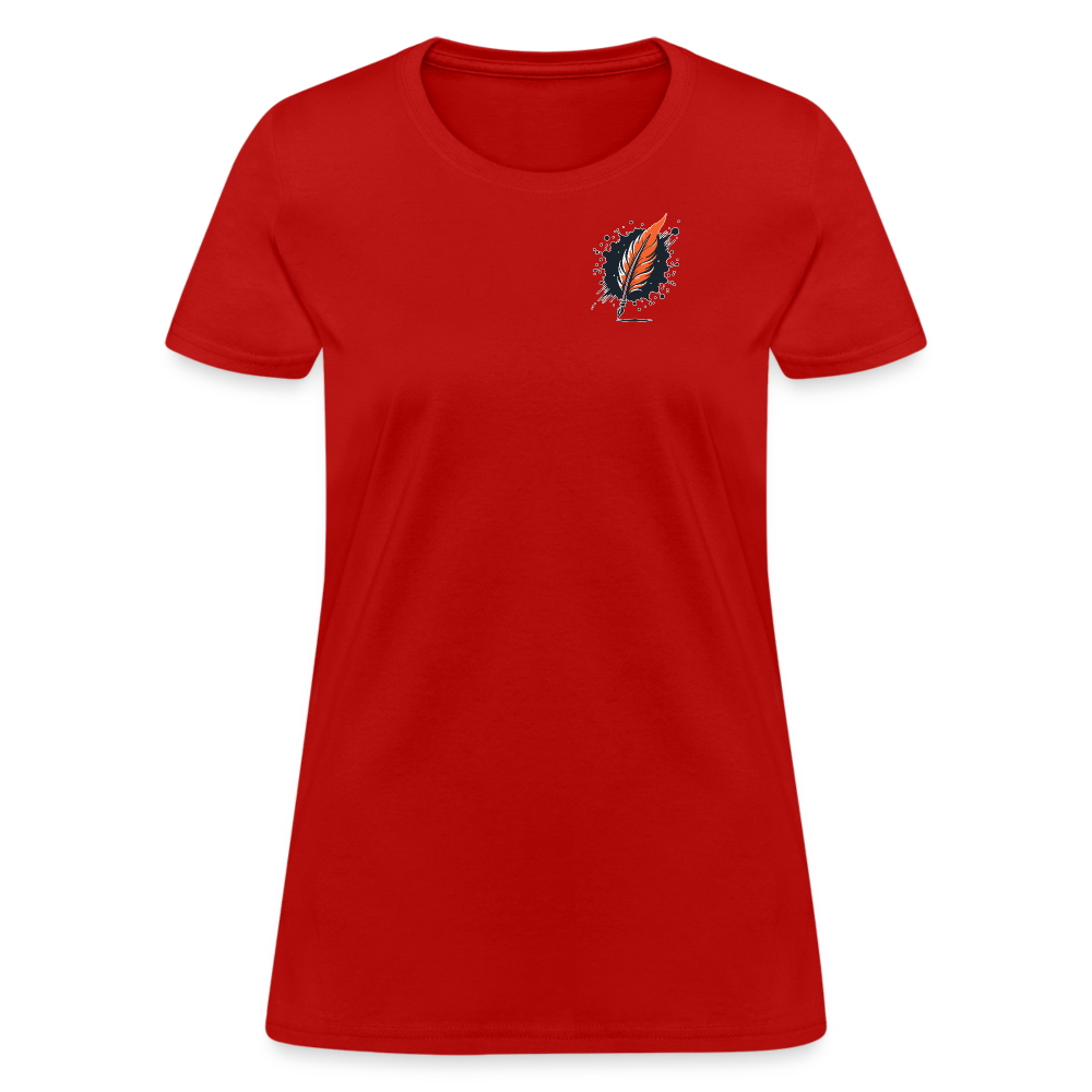 Women's Orange and Black Mountain Range T-Shirt with Logo - red