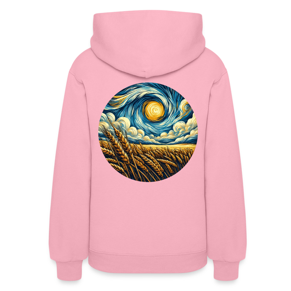 Women's Wheat Field Graphic Hoodie with Logo - classic pink