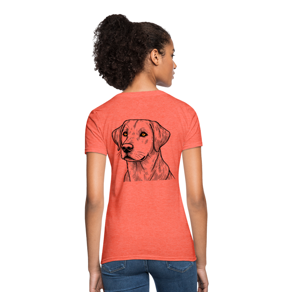 Women's Fine Line Labrador Graphic T-Shirt with Logo - heather coral