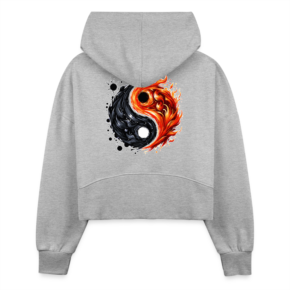 Women's Official Ink and Ember  Yin and Yang Half Zip Cropped Hoodie with Logo - heather gray