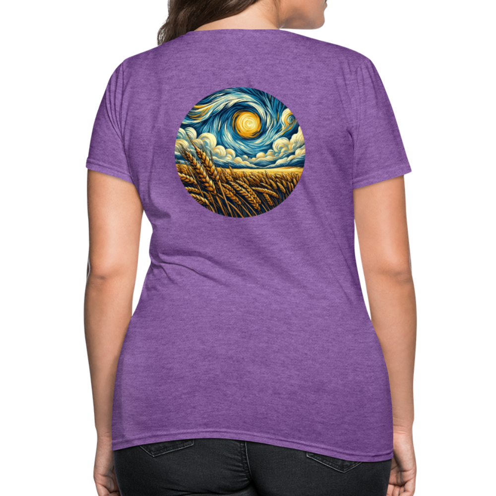 Women's Wheat Field Graphic T-Shirt with Logo - purple heather