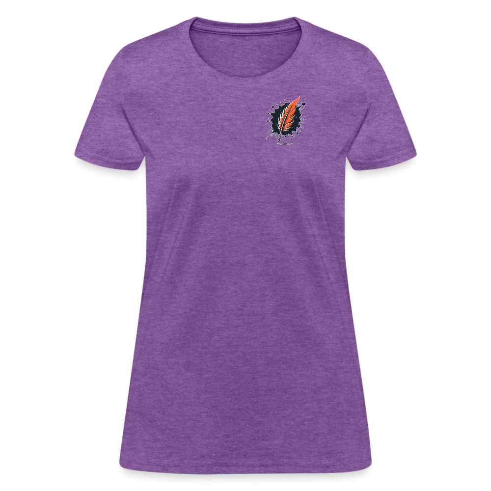 Women's Brushed Orange and Black Mountain Range T-Shirt with Logo - purple heather