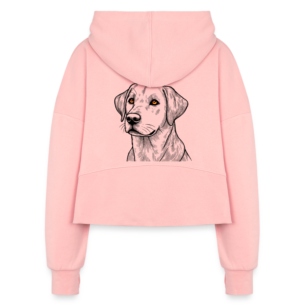 Women's Fine Line Labrador Graphic Half Zip Cropped Hoodie with Logo - light pink