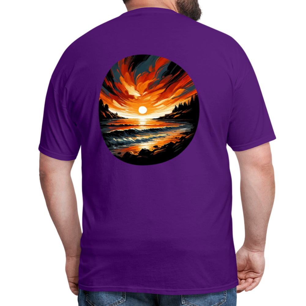 Beach Sunset Graphic Unisex Classic T-Shirt with Logo - purple