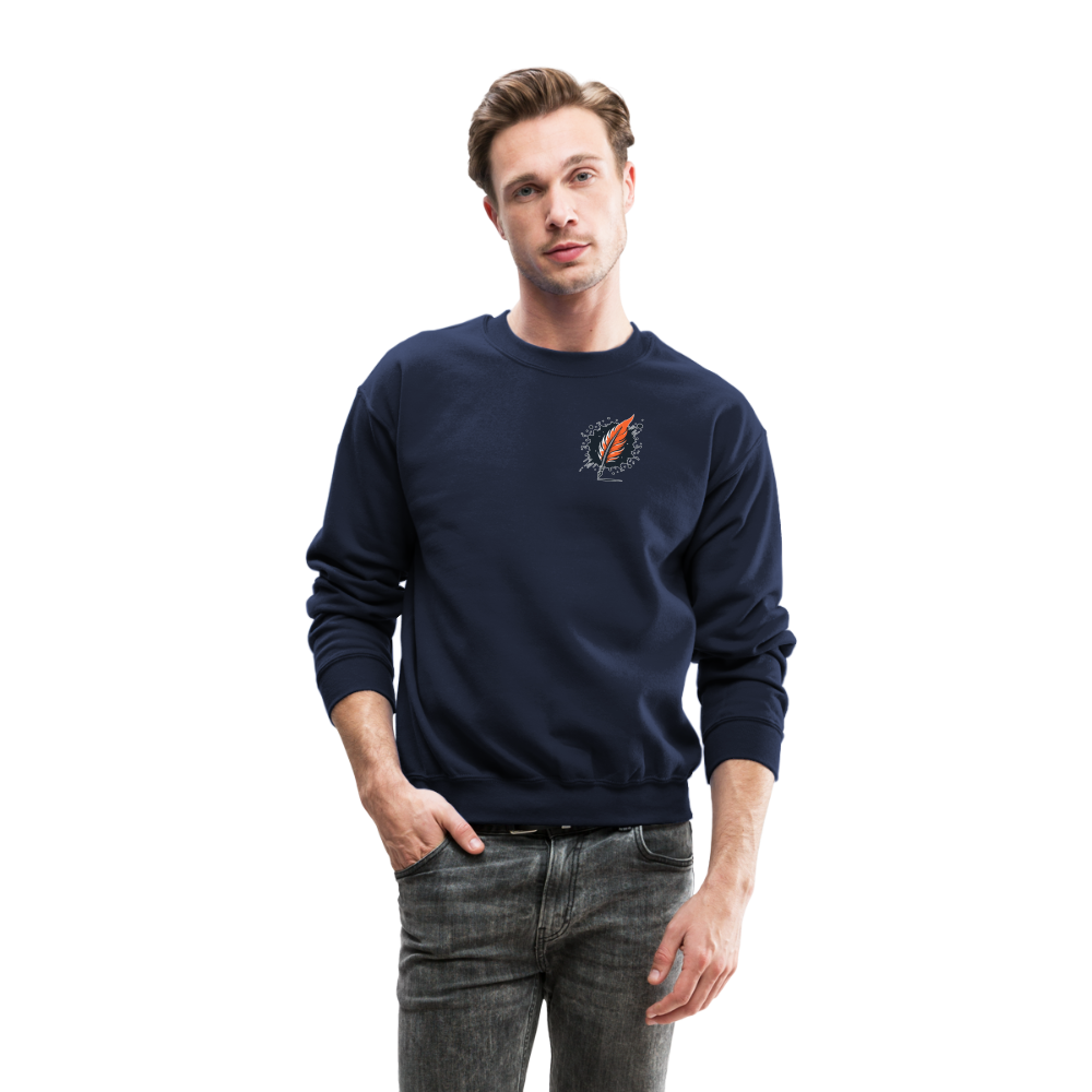 Fine Line Rottweiler Graphic Crewneck Sweatshirt with Logo - navy