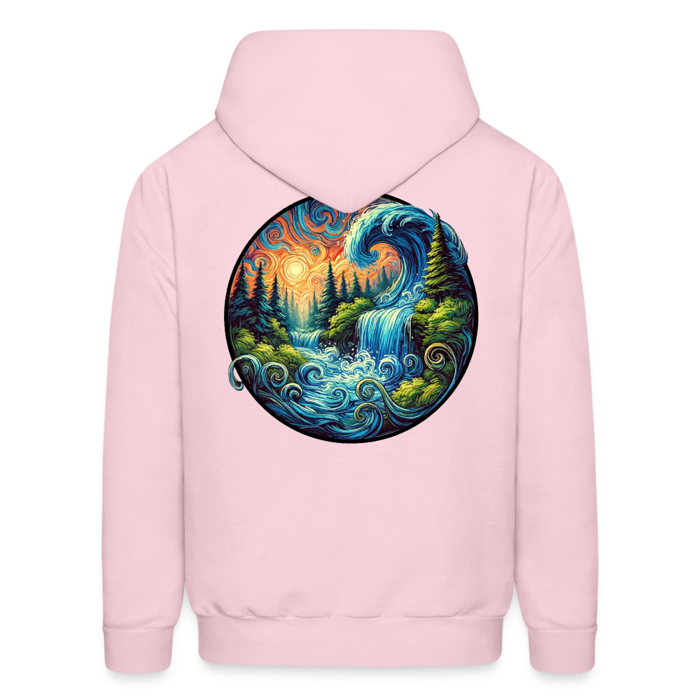 Men's Waterfall Graphic Hoodie with Logo - pale pink