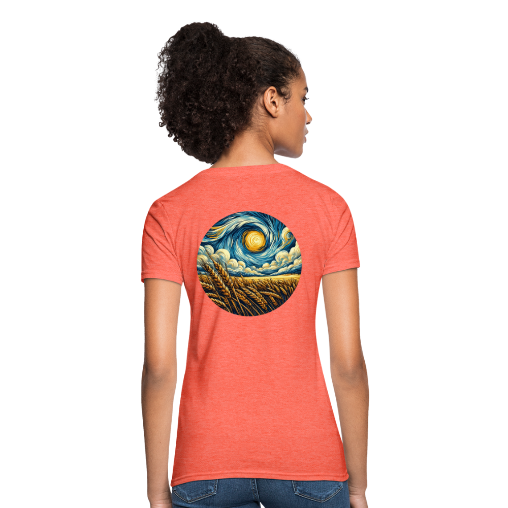 Women's Wheat Field Graphic T-Shirt with Logo - heather coral