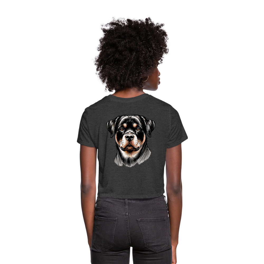 Women's Fine Line Rottweiler Graphic Cropped T-Shirt with Logo - deep heather