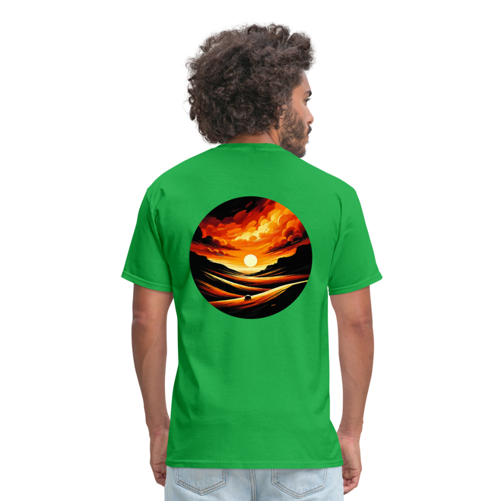 Desert Sunset Graphic Unisex Classic T-Shirt with Logo - bright green