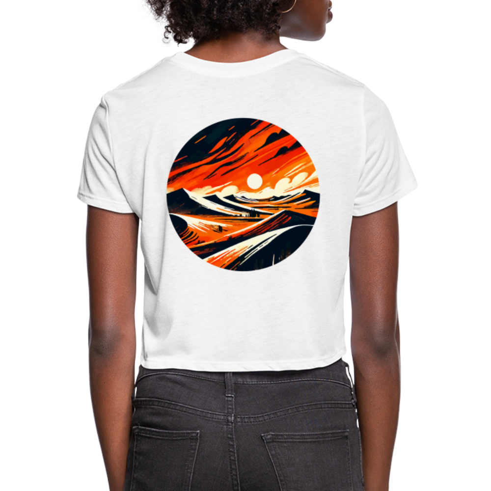 Women's Desert Dunes Graphic Cropped T-Shirt with Logo - white