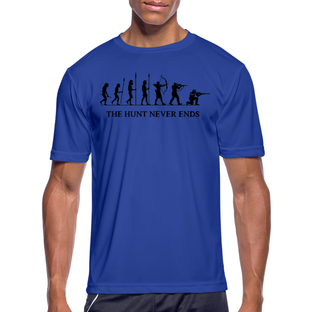 A Hunter's Evolution Moisture Wicking Performance T-Shirt with Logo - royal blue