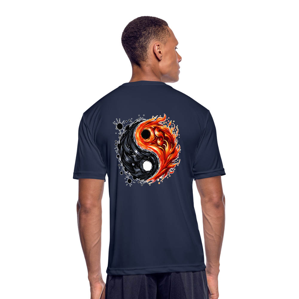 Men’s Official Ink and Ember  Yin and Yang Moisture Wicking Performance T-Shirt with Logo - navy