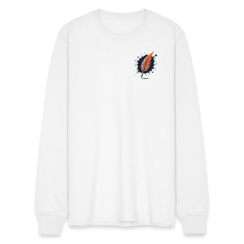 Men's Brushed Orange and Black Mountain Range Graphic Long Sleeve Shirt with Logo - white